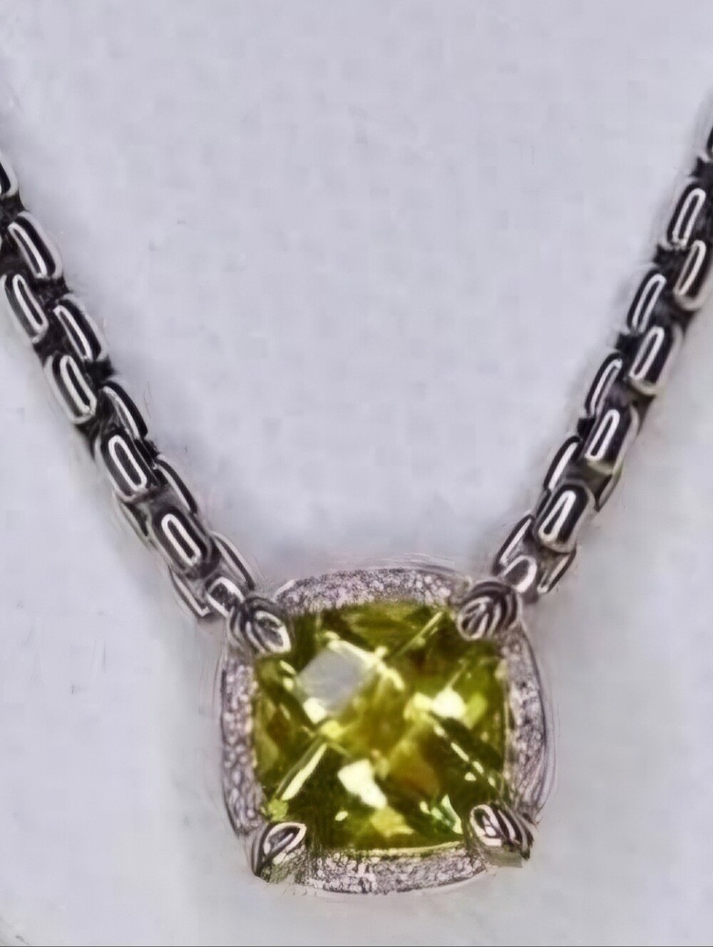 Authentic JAI John Hardy Lemon Quartz & Diamond Necklace Sterling Silver - Picture 2 of 8